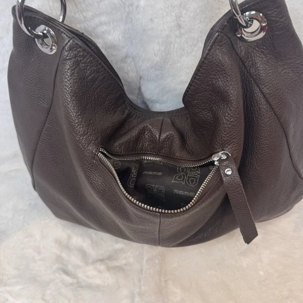 Dudubags Brown Pebbled Italian Leather Hobo Style Bag - Very Soft And Functional